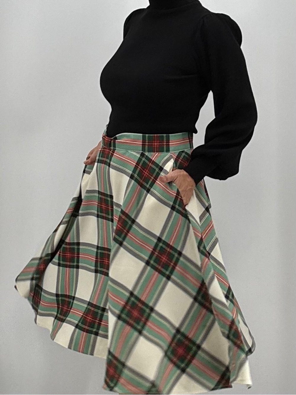 ModCloth Academia Twee Preppy Heritage Americana Plaid Holiday Midi Skirt - Picture 4 of 11